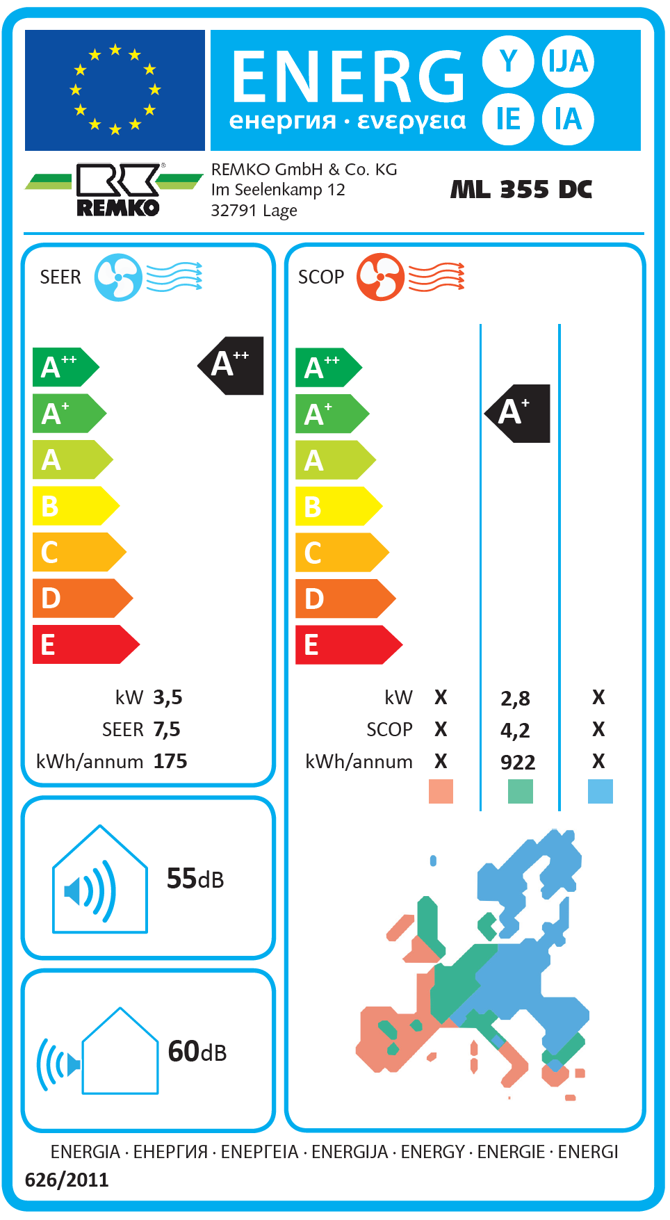 REMKO ML 355 DC Wandgerät-Set - 3.5 kW